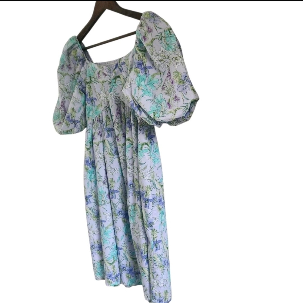 Janie And Jack Lavender Purple Floral Sweetheart Dress Puff Sleeves Girls 18 - Picture 4 of 9